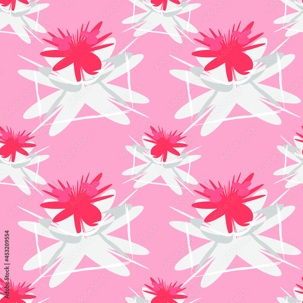 Floral Abstract Pattern Expressionism Digital Illustration. Flower Vector Design Seamless Modern Texture.