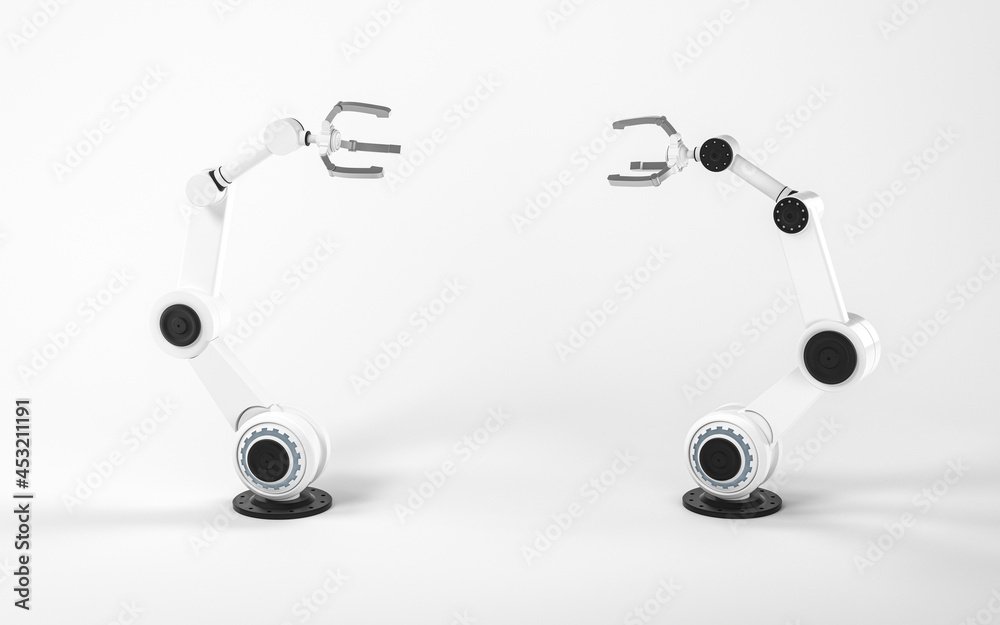 Mechanical arm with white background, 3d rendering. Mechanical arm with white background, 3d rendering.
