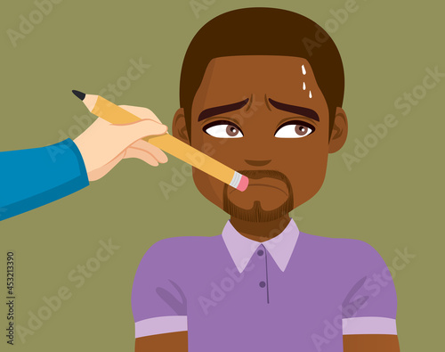 White hand erasing black man mouth silence concept