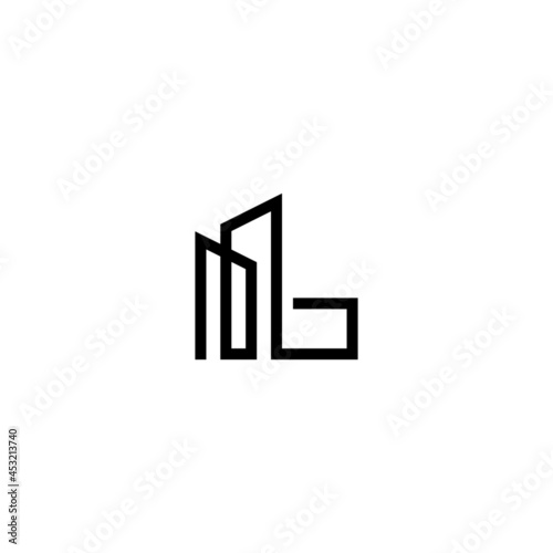 initial letter l construction monogram logo design. minimal vector graphic alphabet template. home house apartment real estate symbol icon. photo