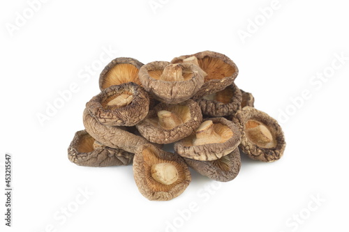 Dried shiitake mushrooms with close up shot,Top view.