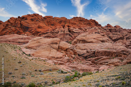 Close Up of red sandstone mountains at Red Rock Canyon, Nevada
