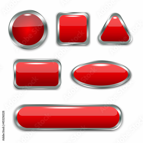 Free Download red shapes metal frame on white background. Rectangle design. Vector illustration. Stock image.  - GFXLoad