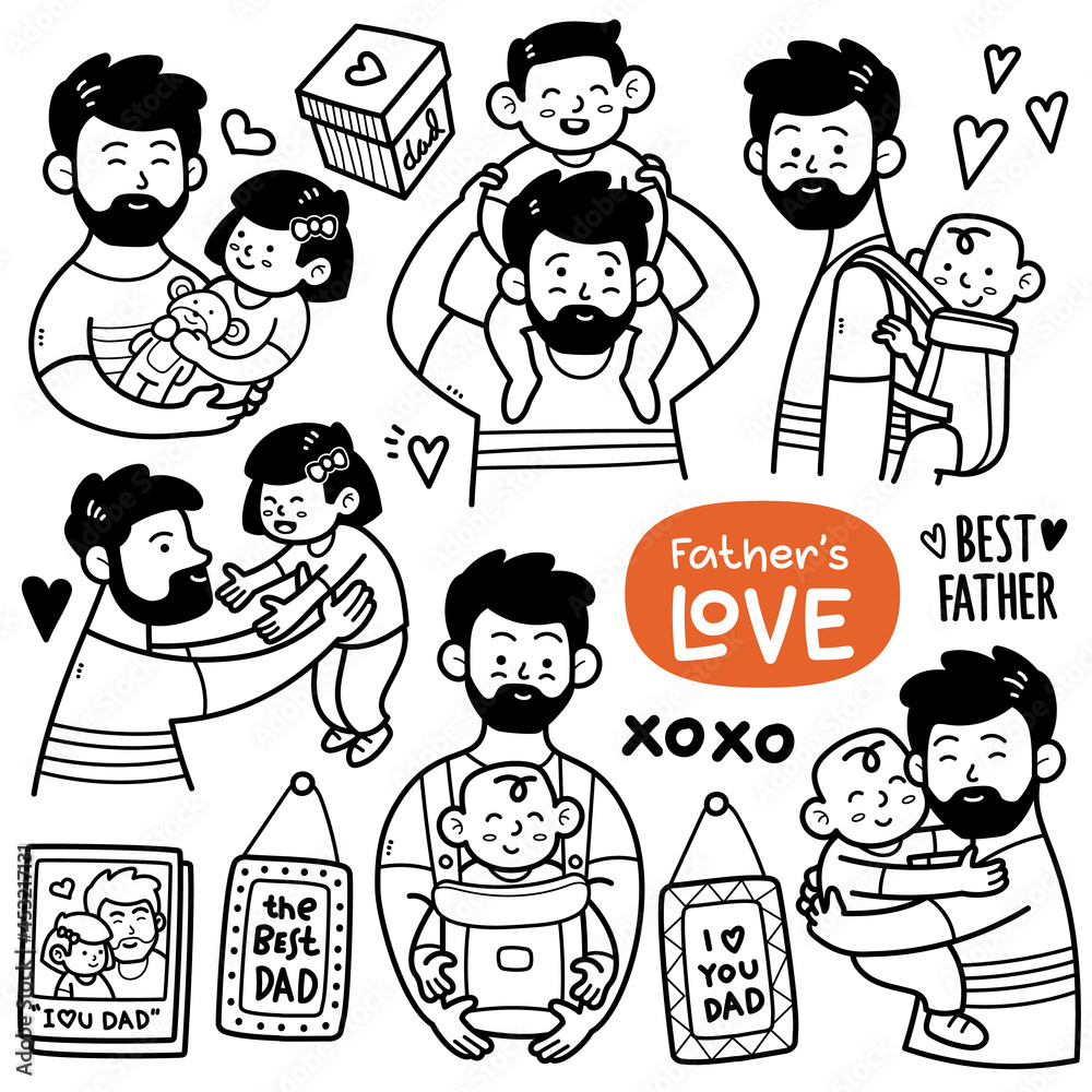 Fatherhood Doodle Illustration