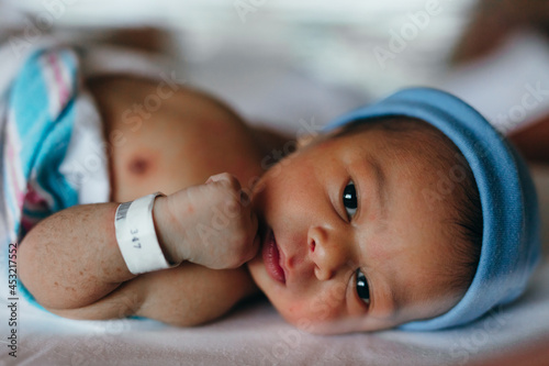 Portrait of African American newborn baby photo