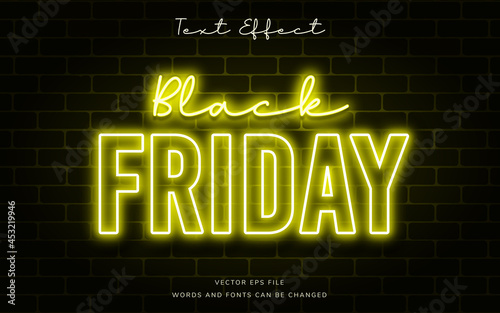 Black Friday Yellow Neon Light Text Effect