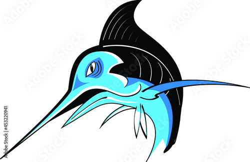 blue marlin sword fish sea fish vector