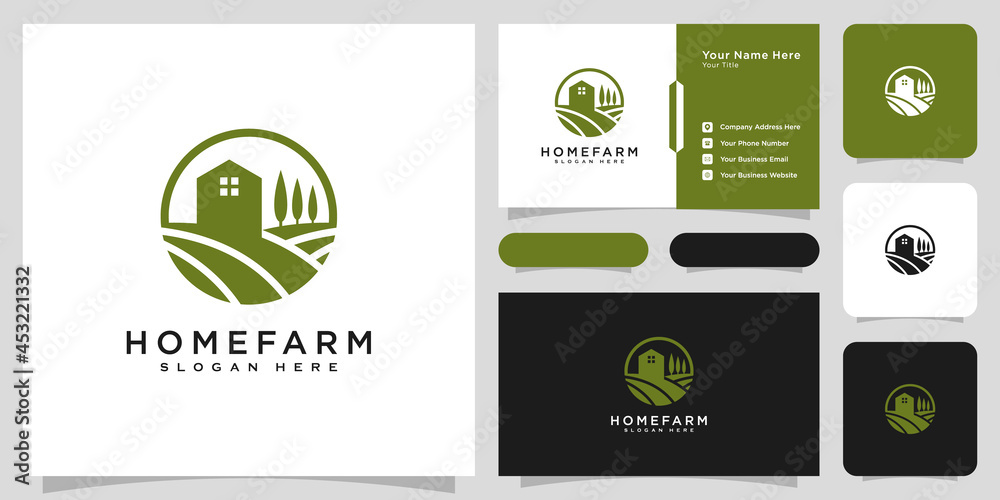 farm house logo vector design and business card