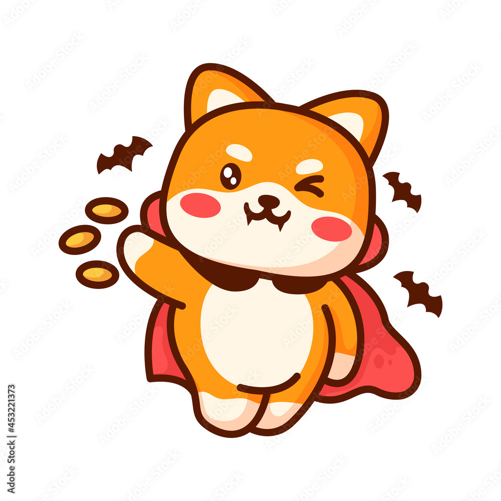 Happy Halloween. dracula shiba super cute head face