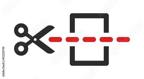 Scissors cutting paper icon vector illustration.