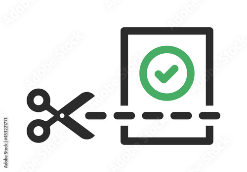 Scissors cutting paper icon