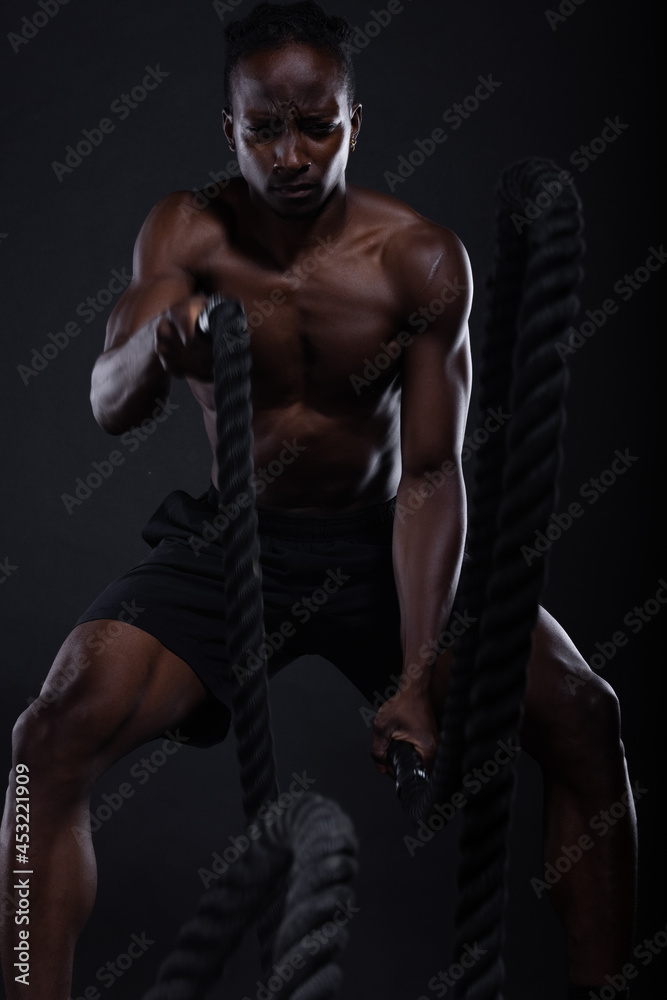 Black man doing intense sports training Black man doing intense sports training