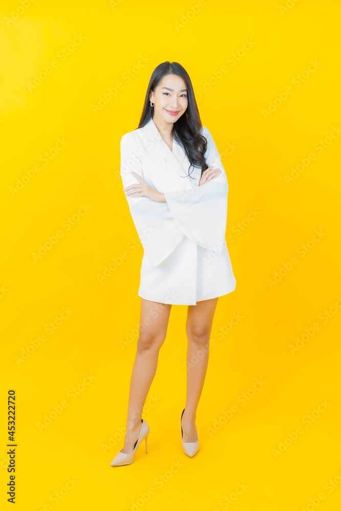 Portrait beautiful young asian woman smile with action Portrait beautiful young asian woman smile with action