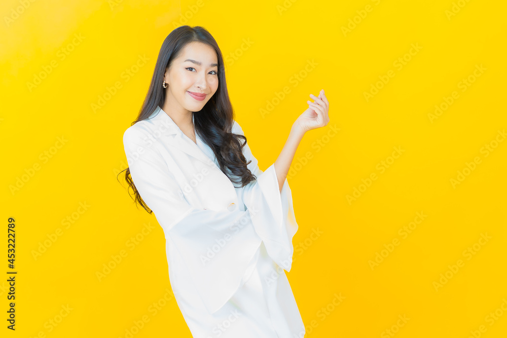 Portrait beautiful young asian woman smile with action Portrait beautiful young asian woman smile with action