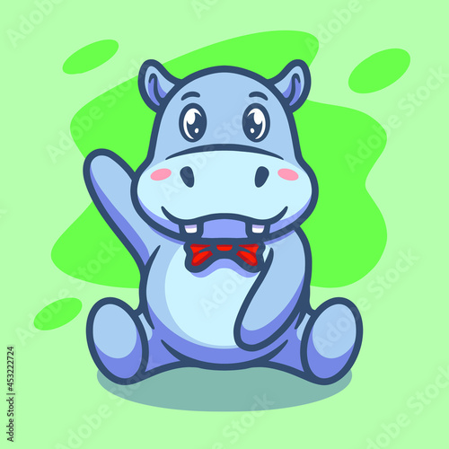 Cute hippo mascot illustration design