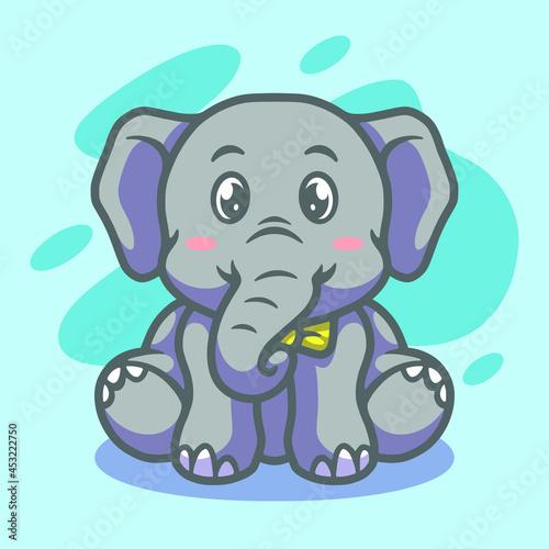 Cute elephant mascot illustration design