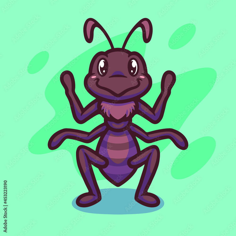 Cute ant mascot illustration design Cute ant mascot illustration design