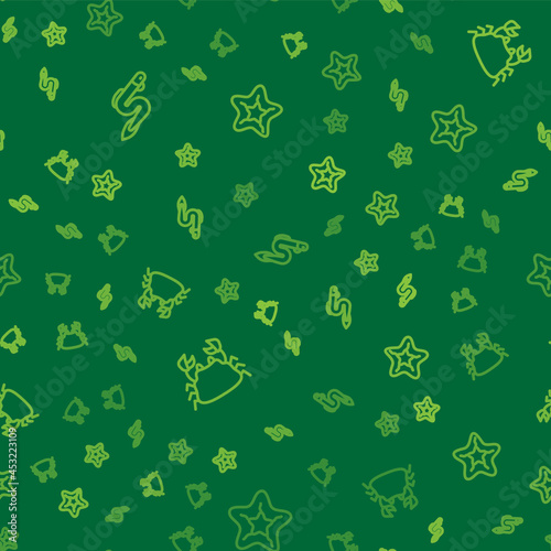 Set line Eel fish, Crab and Starfish on seamless pattern. Vector