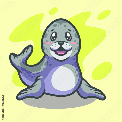 Cute seal mascot illustration design