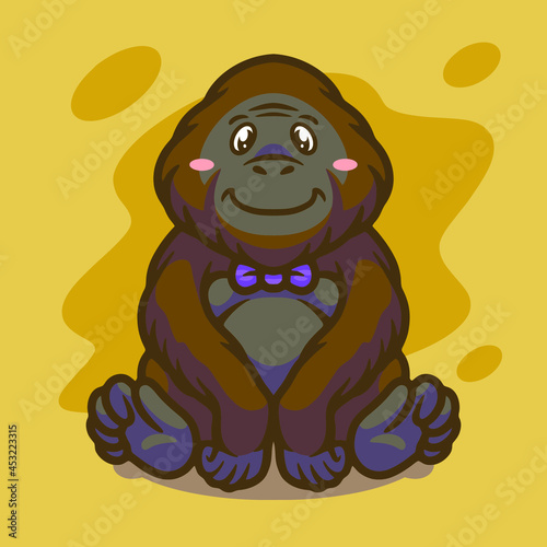 Cute orangutan mascot illustration design