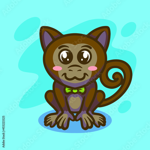 Cute tarsius mascot illustration design