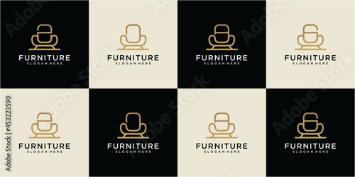 Set of Furniture logo design inspiration. letter furniture logo design