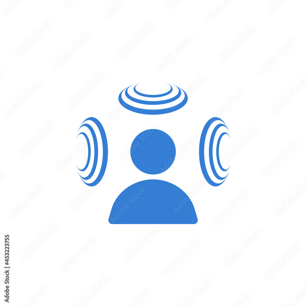 Spatial audio symbol. Spatial audio with dynamic head tracking brings the movie theater experience. - obrazy, fototapety, plakaty 