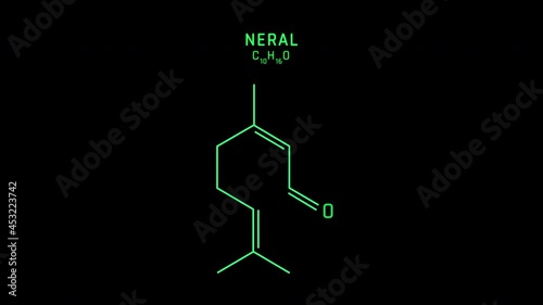 Neral Skeletal Formula or Molecular Structure Symbol Neon Animation on black background photo