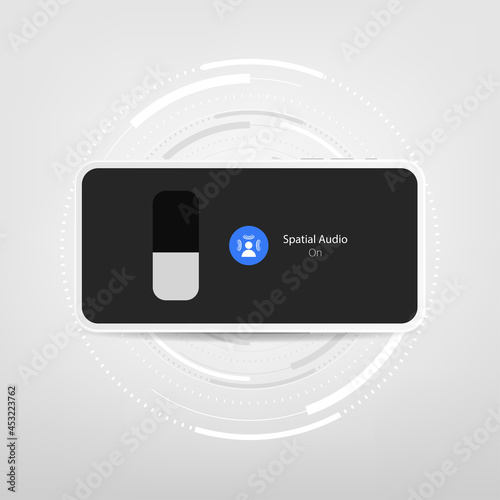 Smartphone with Spatial audio function on screen.