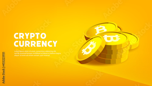 Bitcoin BTC banner. Bitcoin cryptocurrency concept banner background.