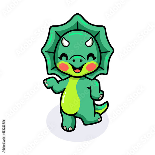 Cute little triceratops dinosaur cartoon posing