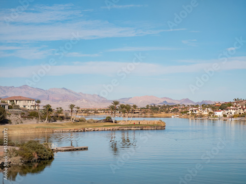 Sunny view of the lake landscape of Lake Las Vegas