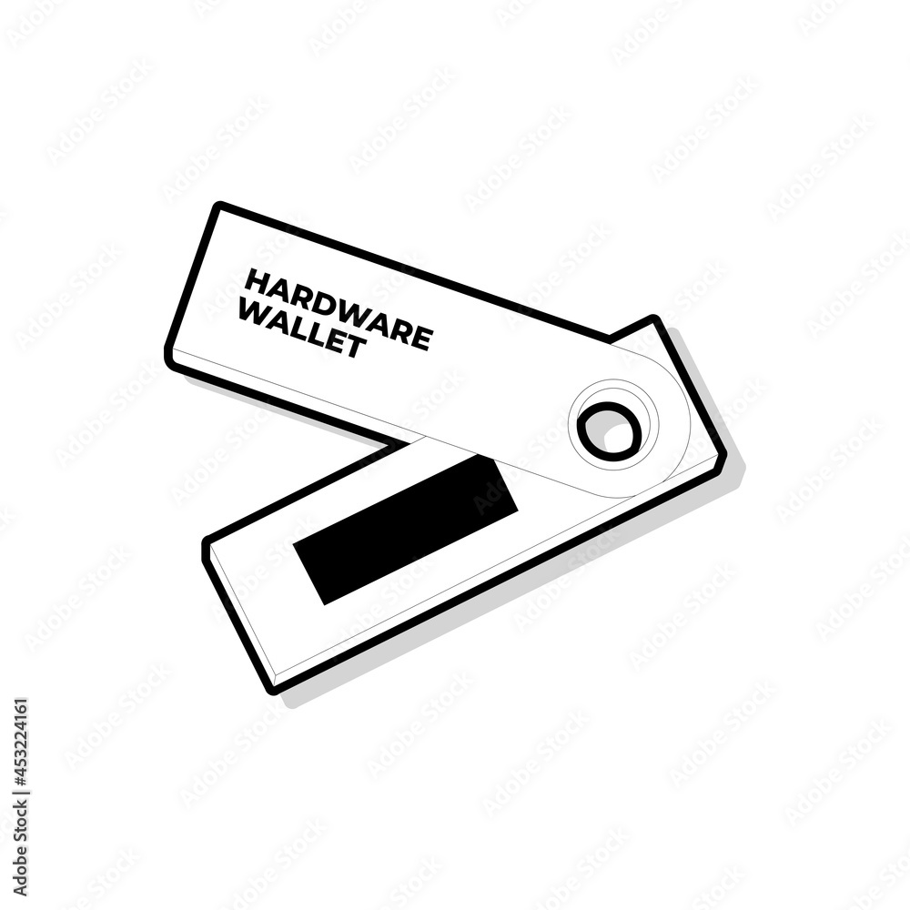 Hardware wallet symbol. Hardware cryptocurrency wallet flat vector illustration. Hardware wallet symbol. Hardware cryptocurrency wallet flat vector illustration.