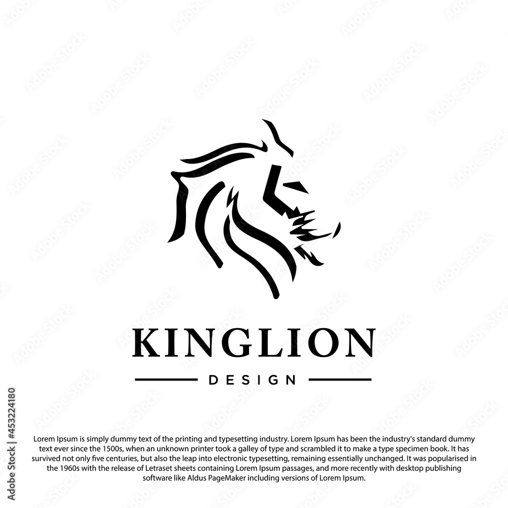Lion head logo vector illustration, emblem design. Simple outline design Lion head logo vector illustration, emblem design. Simple outline design