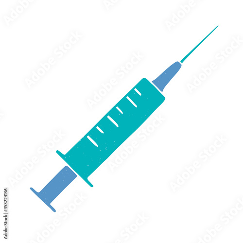 Syringe icon isolated on white background. Vector flat hand drawn illustration