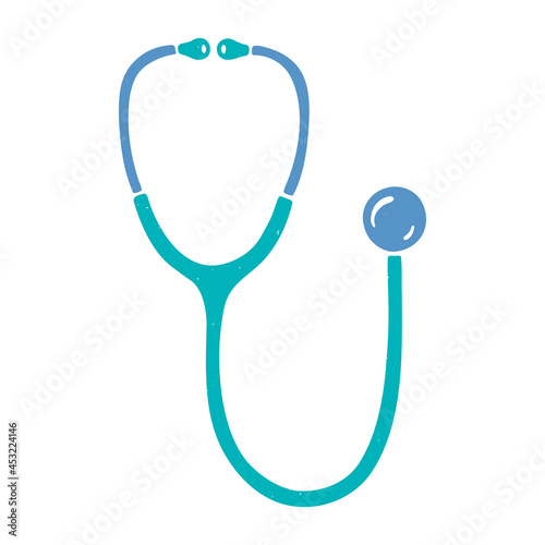 Two-color stethoscope icon isolated on a white background. Vector flat hand drawn illustration