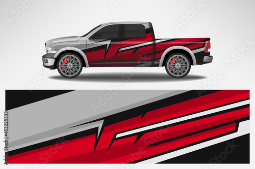 Vector car decal wrap design. Graphic abstract line racing background design for vehicle, race car, rally, adventure livery camouflage. © 21graphic