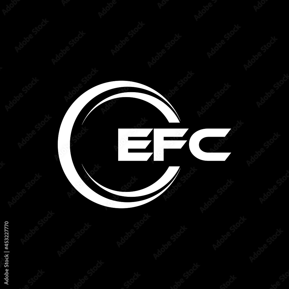 EFC letter logo design with black background in illustrator, vector ...