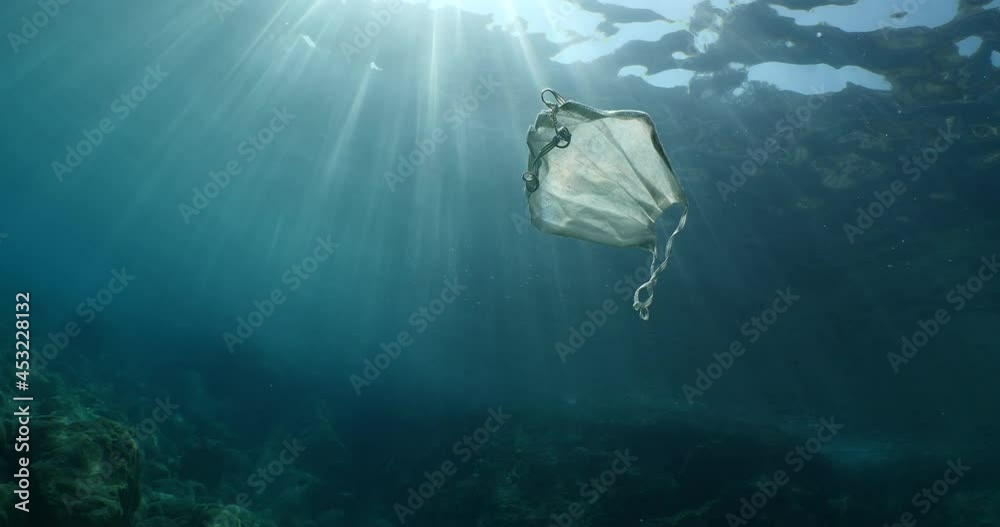 face mask underwater pandemic cousing ocean pollution underwater covid mask corona