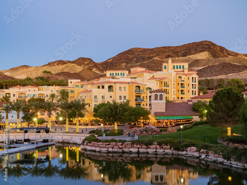 Photography Night view of the lake landscape of Lake Las Vegas