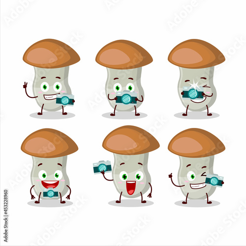 Photographer profession emoticon with aspen cartoon character