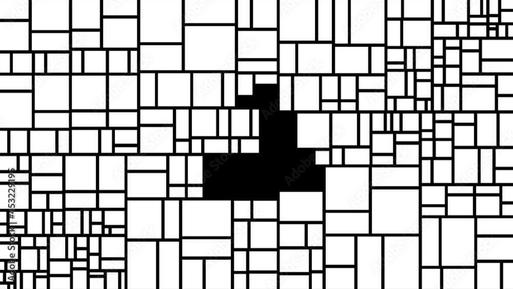 White blocks in black background -Reveal movie board -Animation