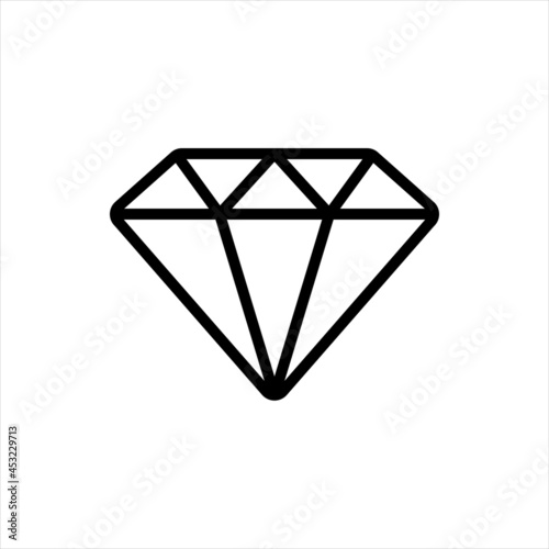 Pixel perfect black thin line icon of a diamond stone. Editable stroke vector 64x64 pixels. Scale 5000% preview. Brilliant perfect gem crystal sign. trendy gemstone symbol. Outline linear pictogram