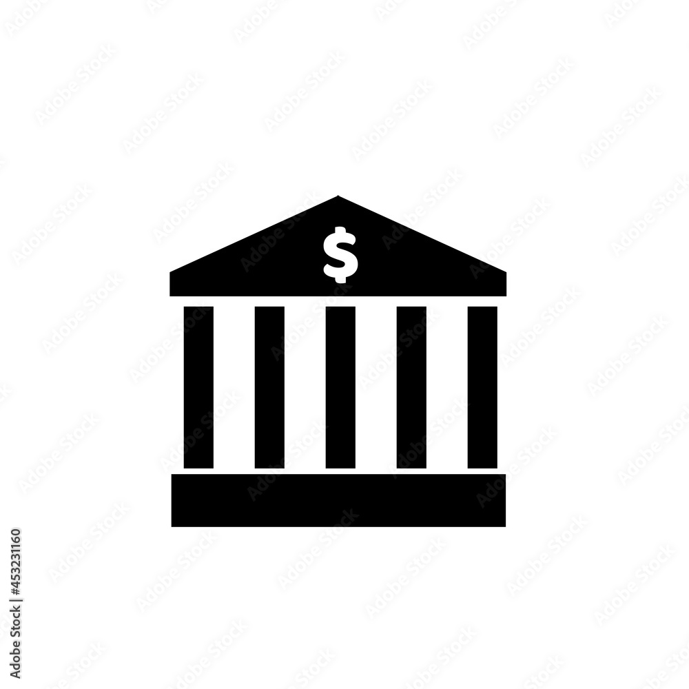 bank building icon illustration on white bank building icon illustration on white
