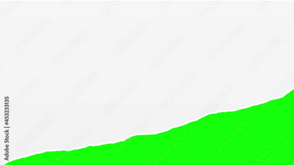 Bottom Page Tear and The Paper Turn to Side For Text Placement and Copy Space Animation on Green Screen