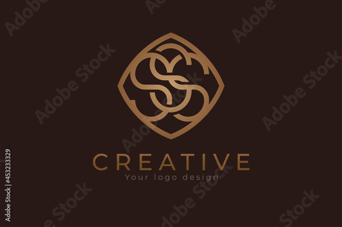 Triples S monogram logo. initial SSS with Gold line style design template, usable for branding and business logos, Flat Logo Design Template, vector illustration