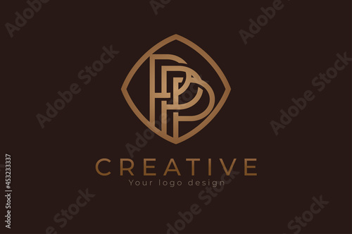 Triples P monogram logo. initial PPP with Gold line style design template, usable for branding and business logos, Flat Logo Design Template, vector illustration photo