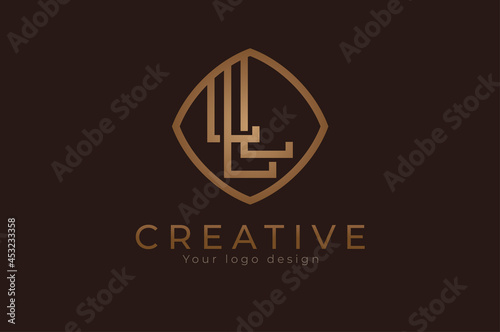 Triples L monogram logo. initial LLL with Gold line style design template, usable for branding and business logos, Flat Logo Design Template, vector illustration