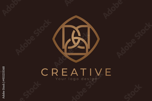Triples D monogram logo. initial DDD with Gold line style design template, usable for branding and business logos, Flat Logo Design Template, vector illustration