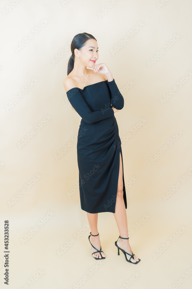Portrait beautiful young asian woman smile with action Portrait beautiful young asian woman smile with action